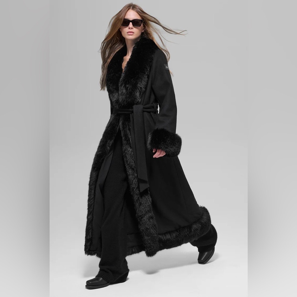 ALO YOGA | ✨NEW✨ Faux Fur Trimmed Longline Coat in Black